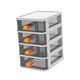 thumbnail image 4 of Caja de almacenamiento de mesa, cajón de escritorio, contenedor para artículos diversos, organizador de escritorio para ahorro de espacio, estante de 4 capas blancas, 4 of 8