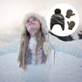 thumbnail image 3 of Minnieouse Sombrero Guantes Kit Diseño de orejeras Manoplas de punto para niños con patrones de dinosaurios Animal Accesorios de invierno Regalo de Año Sombreros Gris verdoso L 4-5 ans Minnieouse AP009413-09B, 3 of 6
