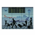 thumbnail image 1 of Airport Cutting Board, Planes and Flight Board with Silhouette of Passenger People Terminal Cartoon, Decorative Tempered Glass Cutting and Serving Board, in 3 Sizes, by Ambesonne, 1 of 2