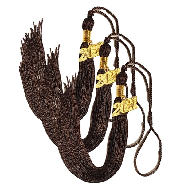 Xihbxyly Borla de Graduación 2021, Diseño de Poliéster Negro, Colgante Dorado 2021, Decoración Clásica para Ceremonias, Regalo Perfecto para Graduados, Familiares y Amigos, 40 Cm de Largo, Juego de 3