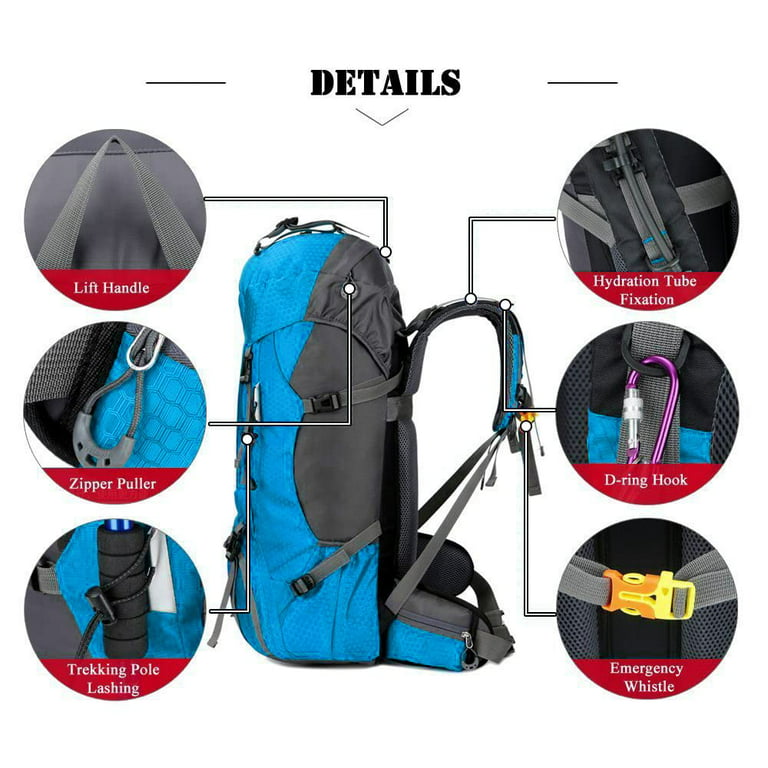 60l Waterproof Lightweight Hiking Backpack With Rain Cover,outdoor Sport  Travel Daypack For Climbing Camping Touring