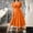 Orange, variant on Cocktail Dress Plus Size Pastel Summer Short Sleeve Wave V-Neck Lace Patchwork Long Orange S