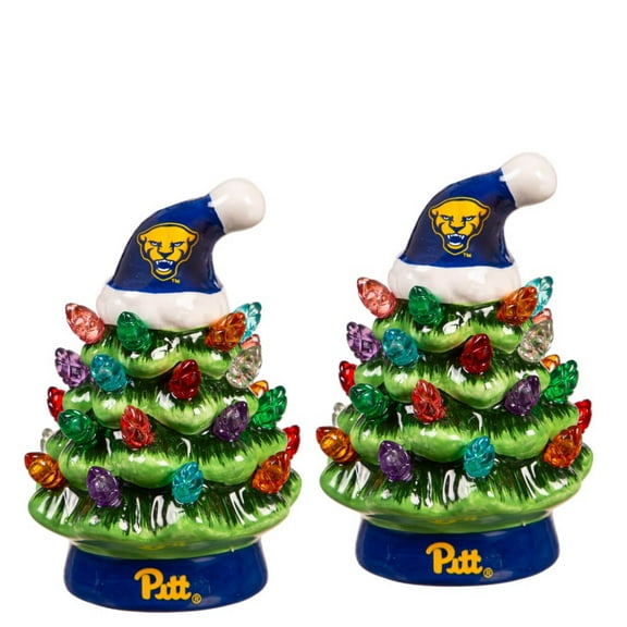 Pitt Panthers 2-Pack 4" Ceramic LED Christmas Tree Set
