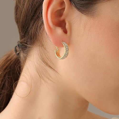 Divine Creation 925 Sterling Silver 2.00 Ct Round Cut Diamond Omega Back Hoop Earring's 14K Yellow Gold Plated For Women's