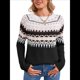 thumbnail image 1 of Suéter Vintage Informal para Mujer, Jersey de Punto con Mangas Raglán y Cuello Redondo, Top Cálido y Cómodo para Otoño. Negro M, 1 of 10