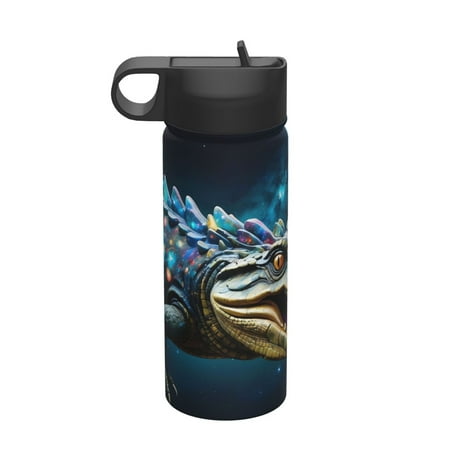 

KLL Starry Sky Colorful Crocodile Pattern 18OZ Water Bottle With Straw Stainless Steel Sports Water Cup Flask Sports Water Cup Flask Wide Mouth Travel Thermal Mug