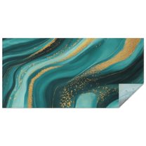 Teal and Gold Marble Golden Splashes Pattern Rectangle Tablecloth 60"x120",Waterproof Polyester Rectangle Table Cloth, Wipeable Spillproof Polyester Tablecloth for Dining, Camping, Indoor and Outdoor