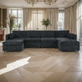 thumbnail image 5 of Gewnee Oversized U Shaped Convertible Upholstery Sofa Couch, 4 Seats Sectional Modular Cloud Sofa with 2 Ottomans for Living Room Apartment Office Studio, 5 of 10