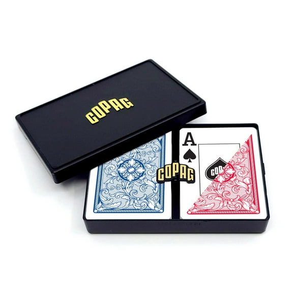 Copag Legacy Design 100% Plastic Playing Cards Poker Size Jumbo Index Red/Blue Double Deck Set
