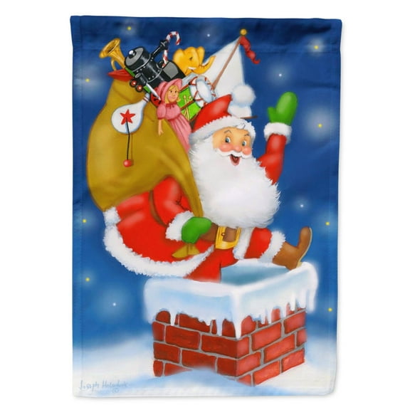 Santa Claus Down the Chimney Flag Canvas House Size