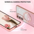 thumbnail image 2 of Clear Magnetic Case for Samsung Galaxy S23 5G with Gradient Glitter Peice(2 in 1), Luxury Plating Cute Transparent Bling Sparke Case for Women Girls,Shockproof TPU Protector Cover-Rose Gold, 2 of 18