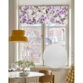 thumbnail image 4 of Country Floral Linen Curtain Valance for Bedroom/Bathroom/Kitchen/Office/Living/Dining Room Windows, Shabby Chic Purple Flower Ink Leaves Rod Pocket Topper Decorative Cafe Drapes Panel 42"x18", 4 of 6