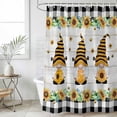 thumbnail image 4 of Spring Bee Gnomes Bathroom Shower Curtains with 12 Hooks Waterproof Shower Curtain for Stalls and Bathtubs Sunflowers Black Plaid Grey Wooden Decorative Bathroom Privacy Curtain 72x84 Inches, 4 of 9