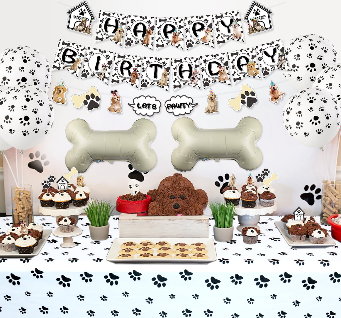 Decorlife DECORLIFE Dog Birthday Party Supplies Serves 16, Cute Puppy  Birthday Party Supplies for kids Includes Dog Party Decorations, Pap