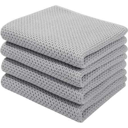 

100% Cotton Waffle Weave Kitchen Dish Cloths Ultra Soft Absorbent Quick Drying Dish Towels 12x12 Inches 6-Pack Dark Grey