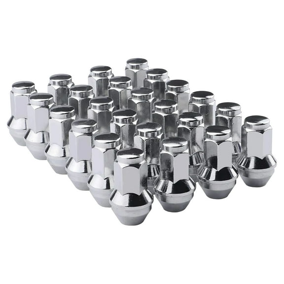 Set of 32 M14x1.5 Lug Nuts, Hunting Horse 2.2" Height 13/16" Hex One-Piece Cone Seat Lug Nuts - Chrome
