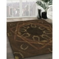 thumbnail image 3 of Ahgly Company Machine Washable Indoor Round Transitional Saddle Brown Area Rugs, 3' Round, 3 of 7
