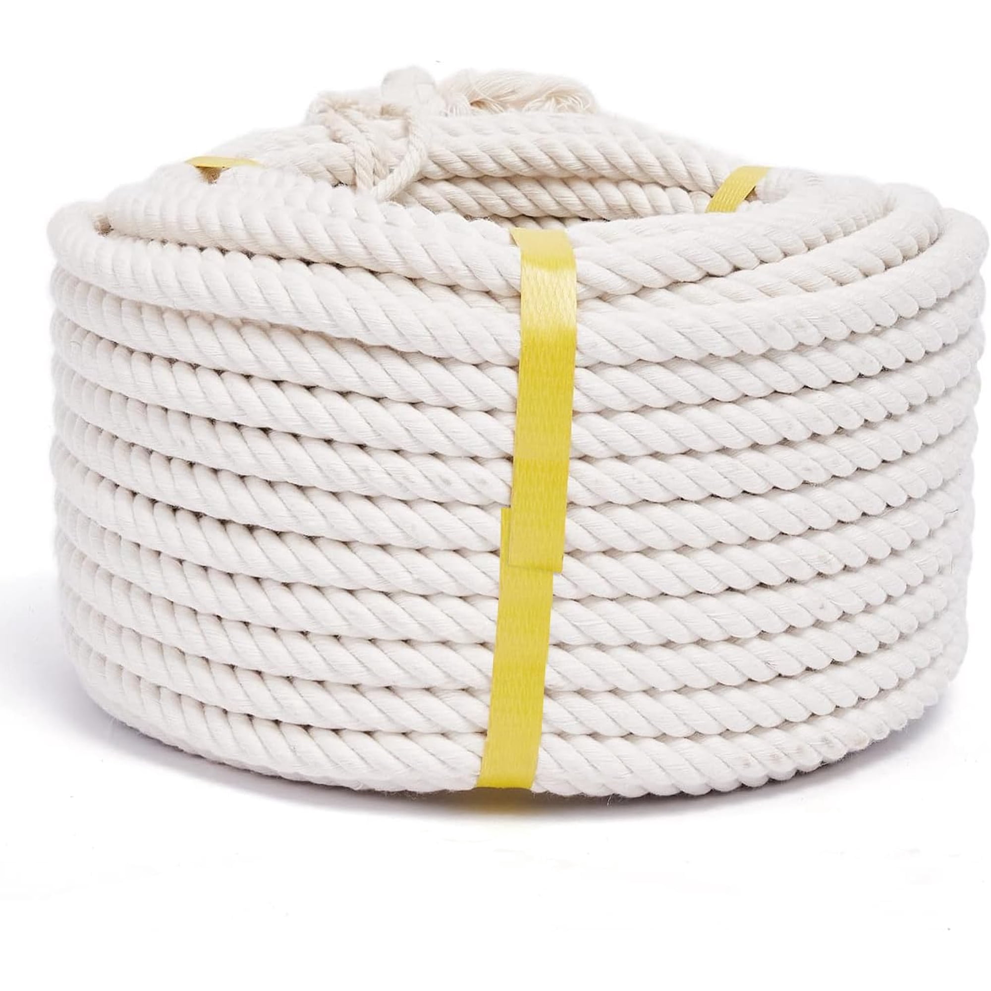 Natural Cotton Craft Rope 1/2 Inch x 50 Feet, 4-Strand Twisted Cotton Ropes, Natural Thick White Soft Rope Cord for Sports, Decoration, Pet Toys, DIY Crafts, Indoor & Outdoor Use