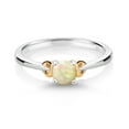 thumbnail image 2 of Gem Stone King 925 Sterling Silver and 10K Yellow Gold White Ethiopian Opal Solitaire Engagement Ring for Women (0.30 Cttw, Round Cabochon 5MM, Gemstone October Birthstone, Size 6), 2 of 4
