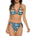 thumbnail image 1 of NICKSUN Women's Bikini Sets, Cute Print Two Piece Bathing Suits Sexy Halter Padded Bikini Swimsuits, 1 of 6