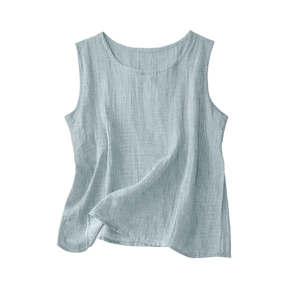 T Shirts For Women Womens Tops Cotton Linen Tank Tops For Casual Summer Shirt Basic Sleeveless Layering Camisoles Beach Vacation Clothes