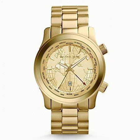 Michael Kors Women's Runway GMT Gold-Tone Stainless Steel Champagne Dial