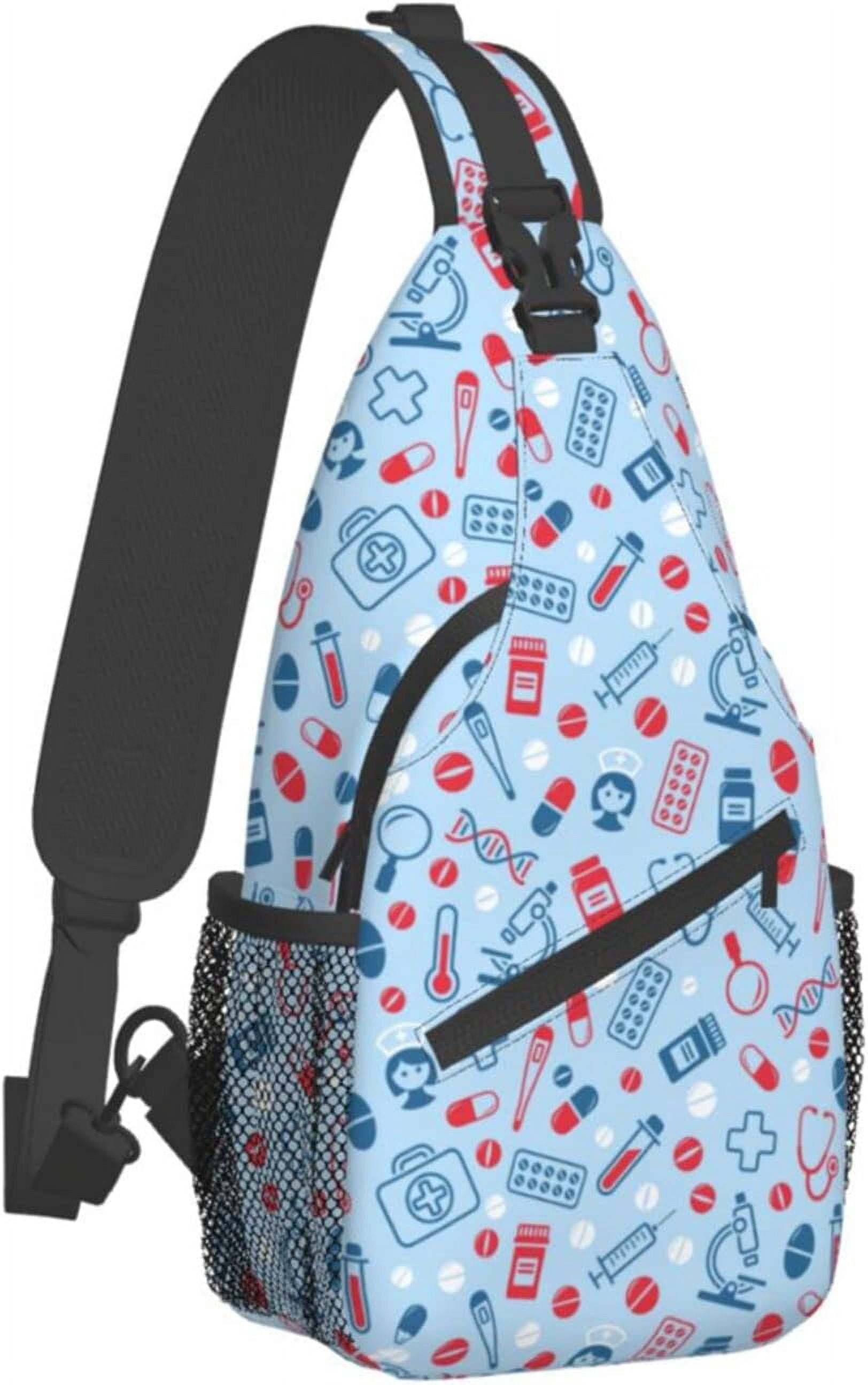 Nurse Medical Print Sling Bag Crossbody Hiking Travel Chest Bags Backpack Shoulder Daypack for Women Men