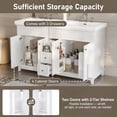 thumbnail image 5 of White Bathroom Vanity - Vanity Cabinet with Soft-Close 6 Drawers & Double Doors, 2-Tier Shelves MDF Pine Wood Legs Vanities for Bathroom/Laundry Room/Powder Room, 5 of 9