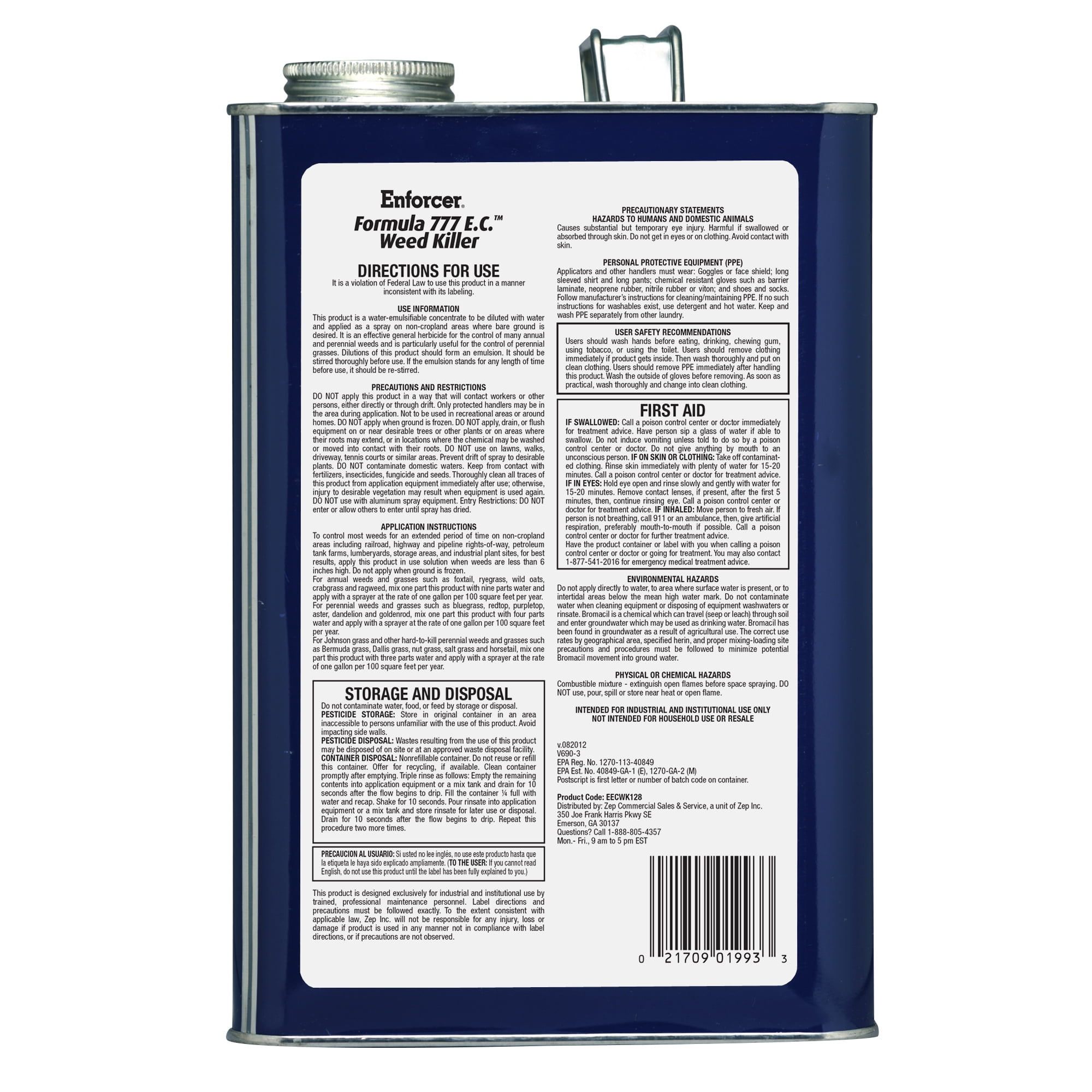 Enforcer Formula 777 E.C. Weed Killer- 1 Gallon (Case of 4) - 136423- Non-Selective, Kills Johnson Grass and Poison Ivy, Kills Annual and Perennial Weeds
