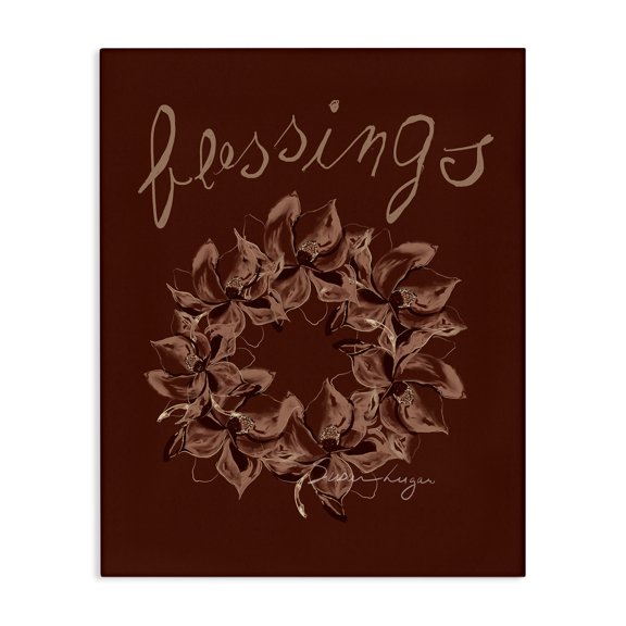 Stupell Industries Farmhouse Blessings Brown Autumn Wreath Canvas Art, 16 x 20, by Susan Lugar