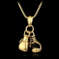 thumbnail image 2 of HOOUN Men's Gold 3D Boxing Gloves Pendant Necklace Chain Punk Hip Hop Biker Jewelry, 2 of 4