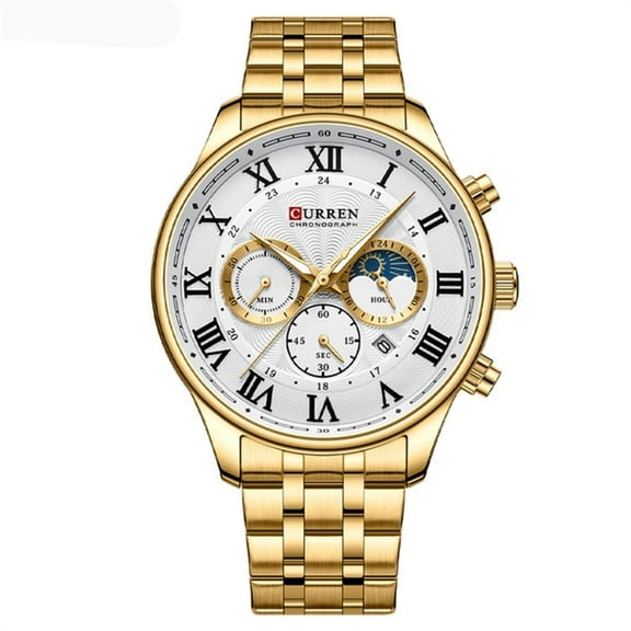 Explojoy Men's Sport Chronograph Watch – Waterproof Stainless Steel Quartz Timepiece with Auto Date