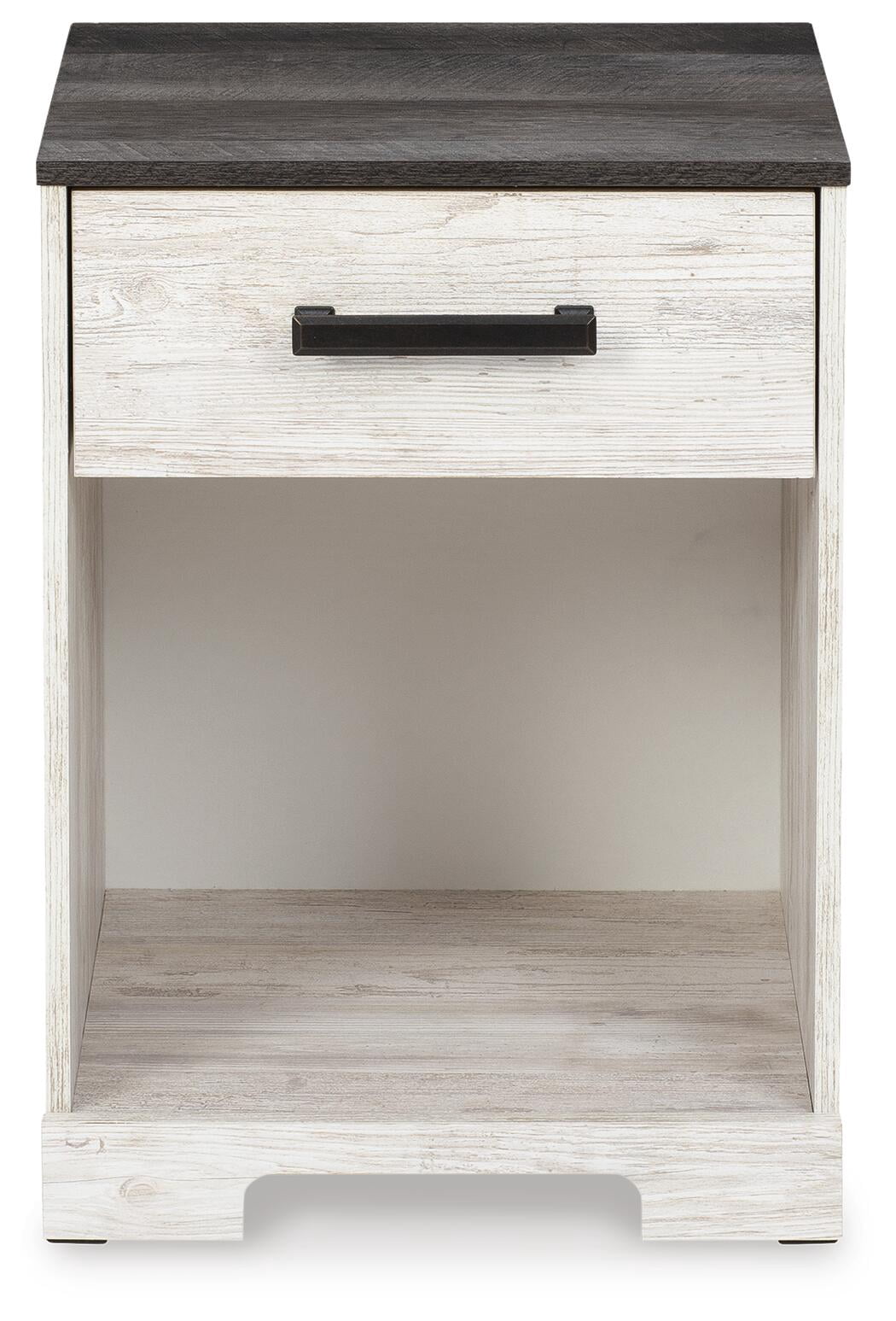Signature Design by Ashley Shawburn One Drawer Night Stand, White/Dark Charcoal Gray