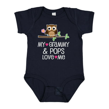 

Inktastic Grammy and Pops Love Me Owl Gift Baby Girl Bodysuit
