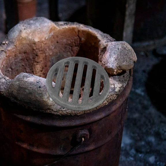 ULTNICE Ground Grid Round Fire Grate Black Iron Alloy 1Pack 3.9In