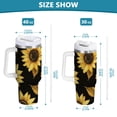thumbnail image 6 of Yayeee 40oz Stainless Steel Tumbler with Straw and Handle Double-Wall Insulated Travel Water Bottle, Black Sunflower Pattern, 6 of 8