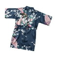 thumbnail image 2 of ATOGUTA Toddler Baby Kids Girls Flower Print Silk Satin Kimono Robes Bathrobe Sleepwea Navy, Size 18M-7, 2 of 9