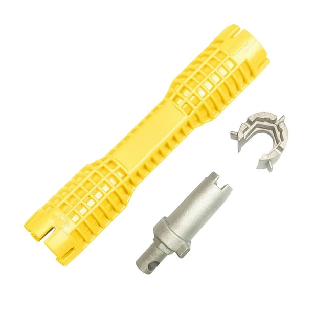 Herramienta de instación de fregadero Lve multiusos Lve para de válvu de ángulo de inodoro de baño doble cabezal amarillo Macarena llave multifunción