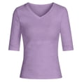 thumbnail image 3 of Womens Short Sleeve Sweater Summer V Neck Tops Casual Knit Shirts Lightweight Pullover Top Fashion Mid Sleeve T Shirt(Purple,L/..), 3 of 3