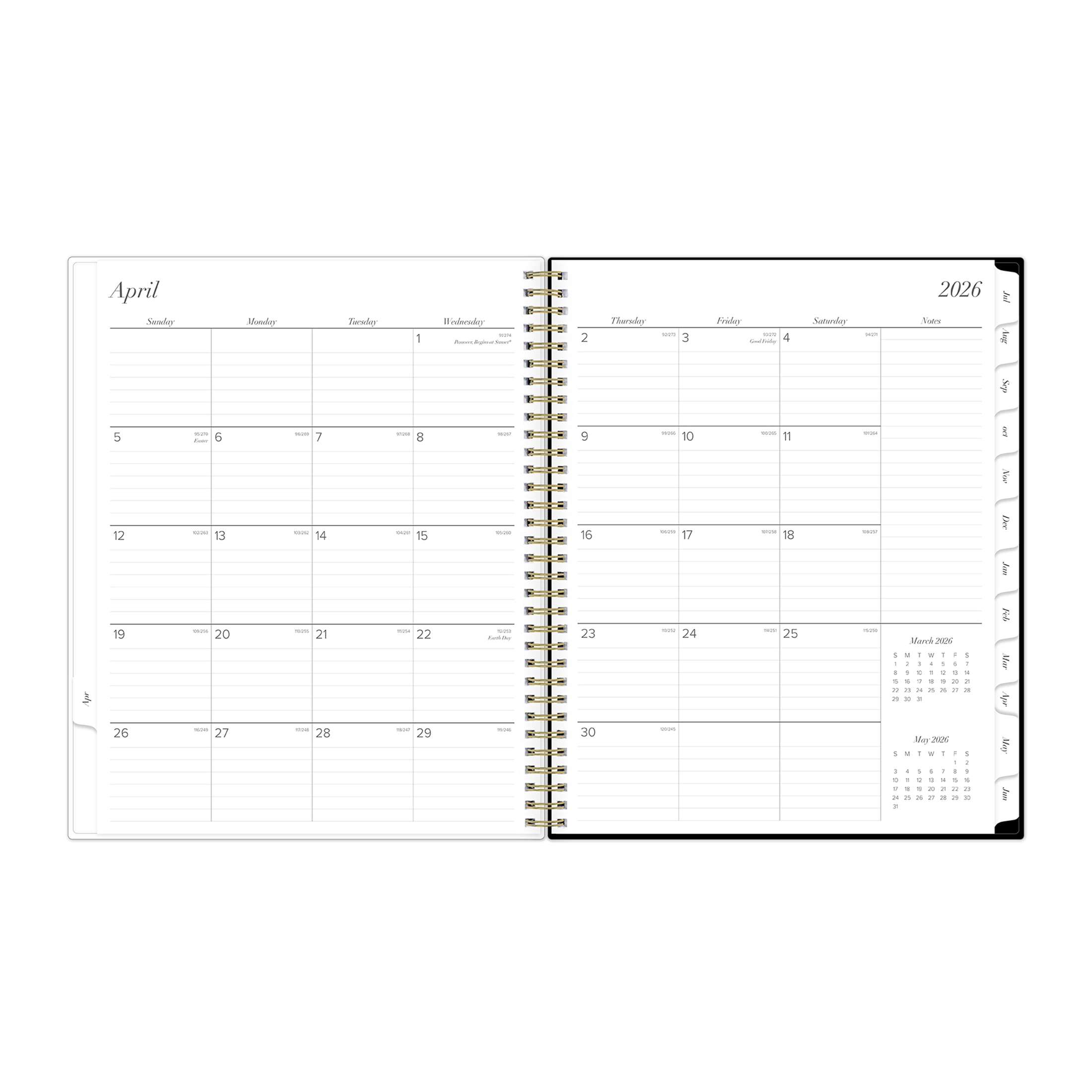 Blue Sky Monthly Weekly Planner, 8.5" x 11", Dot BW 15-Month (April 2026 - June 2027)