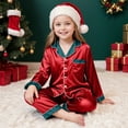 thumbnail image 5 of Jkety Family Pajamas Matching Sets Silk Matching Christmas Pajamas for Family Striped Button Down Shirt and Pants Silky Satin Xmas Pjs Sets for Pictures, 5 of 7