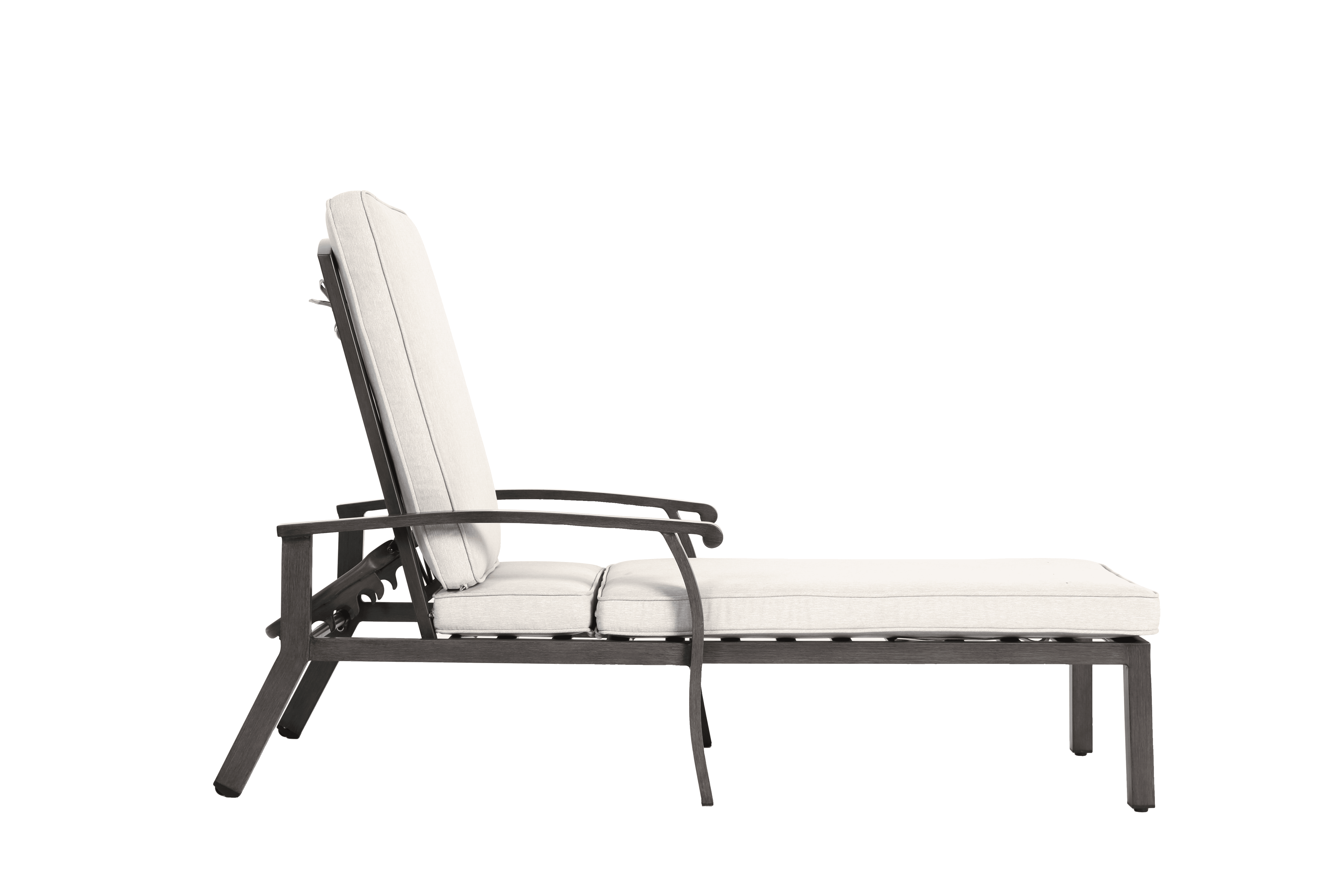 Aluminum Cast Poolside Chaise Lounge with 5 Adjustable Reclining Positions and Wheels, Weather-Resistant Outdoor Lounger for Patio and Deck, Beige