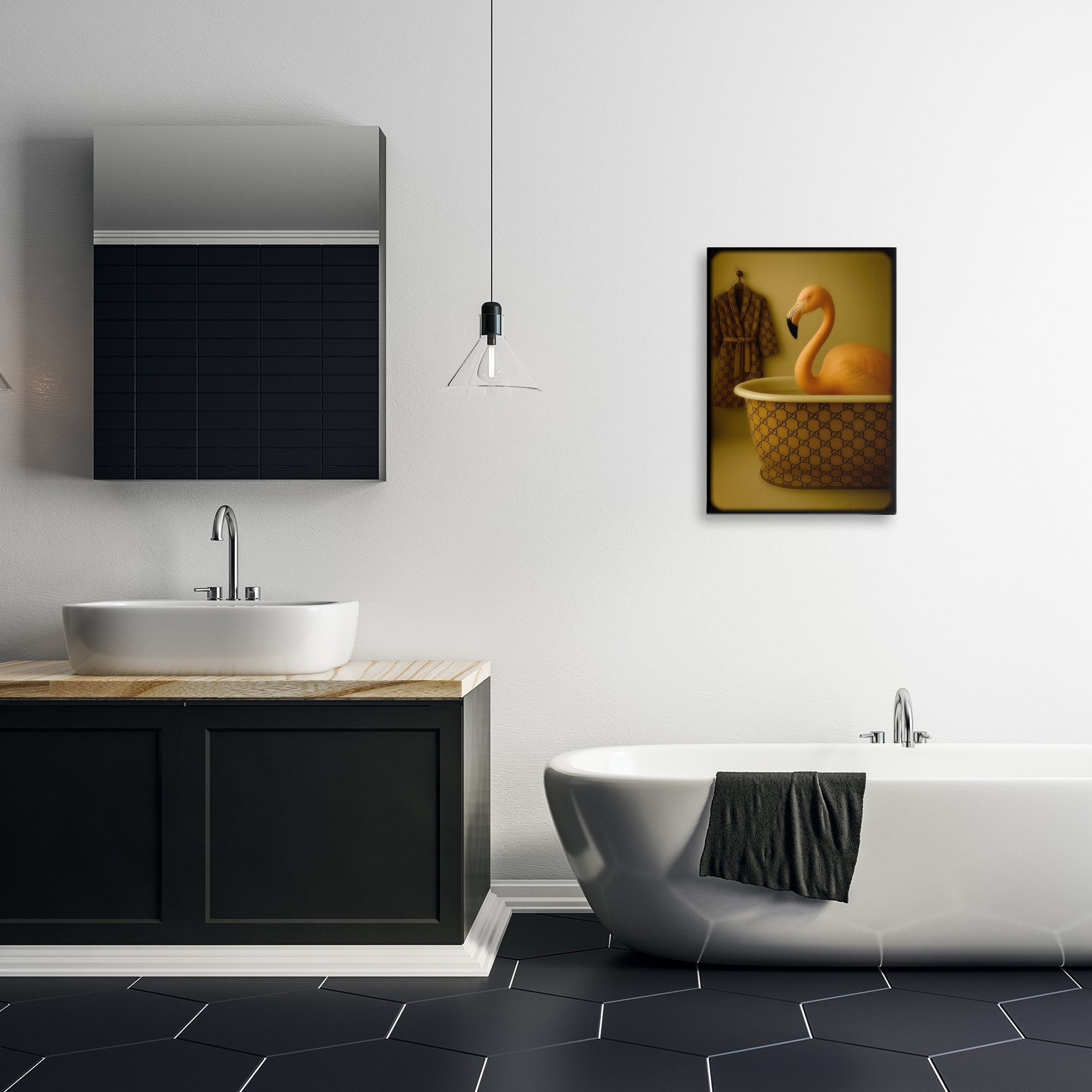 Stupell Industries Couture Flamingo in Luxury Tub Canvas Wall Art, design by Grotto Studios