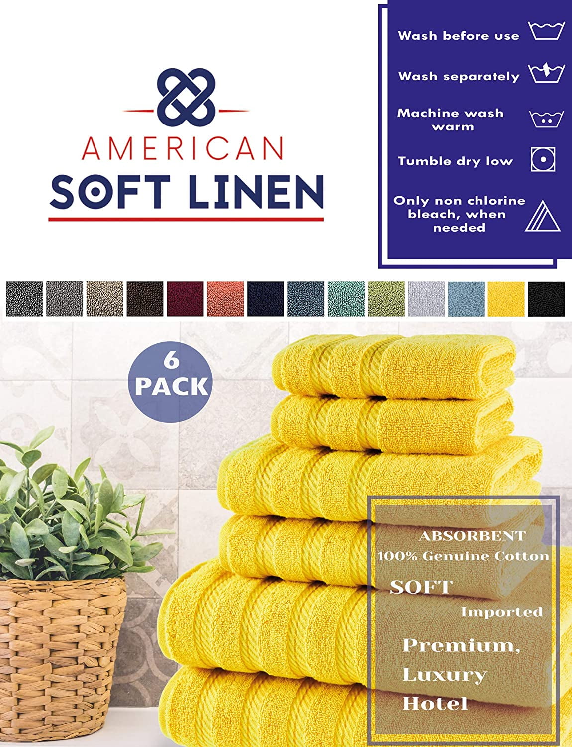 American Soft Linen Salem Bath Towel Set, 6 Piece Towels for Bathroom, 100%  Turkish Combed Zero Twist Cotton, 2 Bath Towels 2 Hand Towels 2 Washcloths,  Light Grey - Yahoo Shopping
