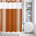 thumbnail image 2 of No Hook Shower Curtain, Vintage Orange Striped Shower Curtains for Bathroom with See Through Top Window, Farmhouse White Stripes Aesthetics Waterproof & Washable Bath Curtain Extra Long 72"x84", 2 of 8
