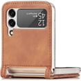 thumbnail image 3 of Galaxy Z Flip 4 5G Case,Samsung Z Flip 4 Luxury PU Leather Wallet Protective Phone Case with Card Slots Pocket Cover Case for Samsung Galaxy Z Flip 4 5G Khaki, 3 of 13