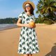 thumbnail image 4 of Easygdp Watercolor Turtle para Vestido Transpirable de Mujer, Vestido Suelto de Manga Corta con Pliegues y Bolsillos para el Verano, 4 of 6