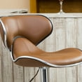 thumbnail image 4 of Masaccio 2-Pc Camel Faux Leather Swivel Bar Stools with Chrome Base, Adjustable Airlift Seat &amp; Footrest - Perfect for Kitchen Island, Home Bar, Counter Height - 17.75"W x 21.25"D x 34"-42.5"H, 4 of 6
