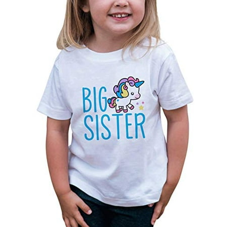 

7 ate 9 Apparel Girls Big Sister Unicorn T-Shirt 5/6T White