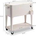 thumbnail image 2 of 80 Quart Rolling Ice Chest, Portable Bar Drink Cooler with Catch Basin, Bottom Storage Tray and Bottle Opener for Patio Party BBQ Beach Activities, 2 of 16
